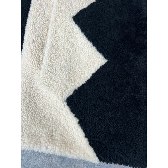 Maje Gillian Two-Tone Black & White Shearling Long Coat Jacket Size Medium - Picture 5 of 12